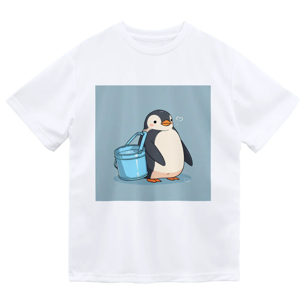 ganeshaのかわいいペンギンとおもちゃのバケツ ドライTシャツ