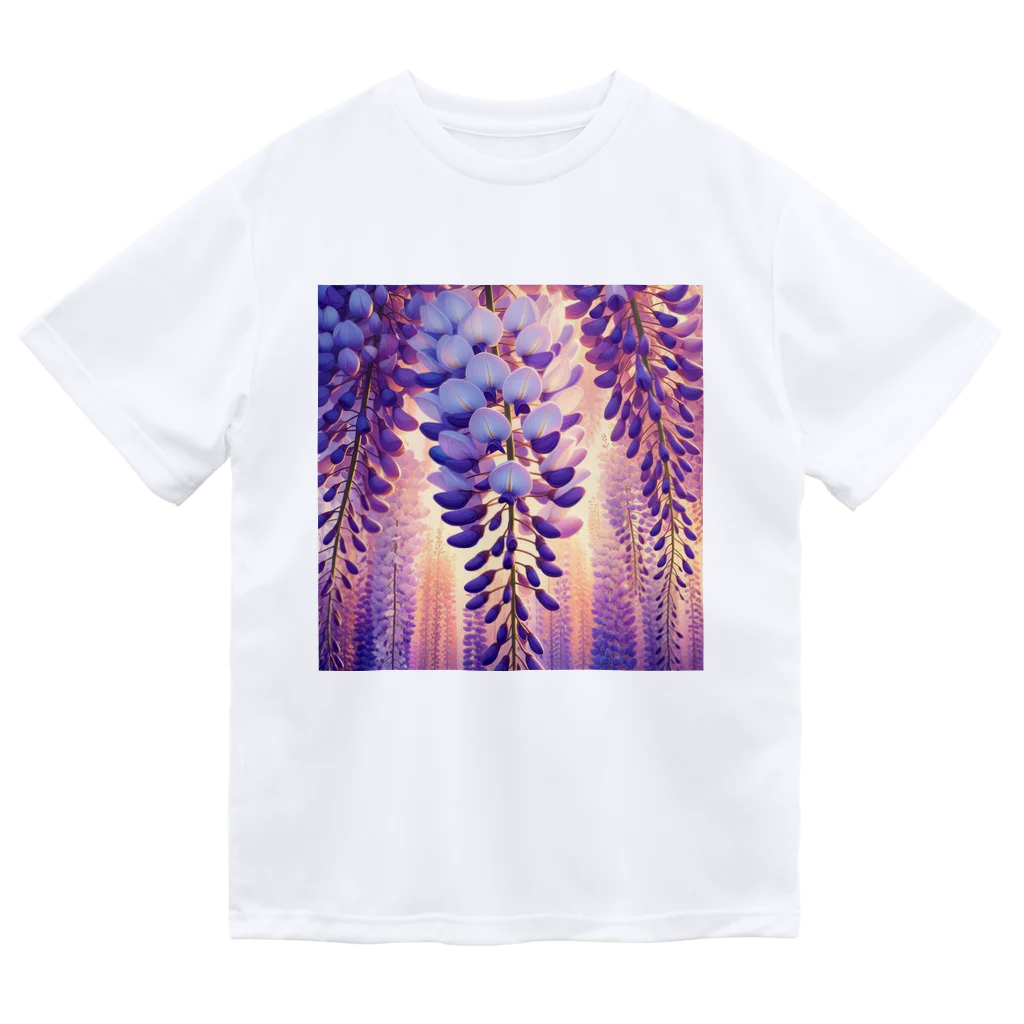 Qten369の藤の花 ドライTシャツ
