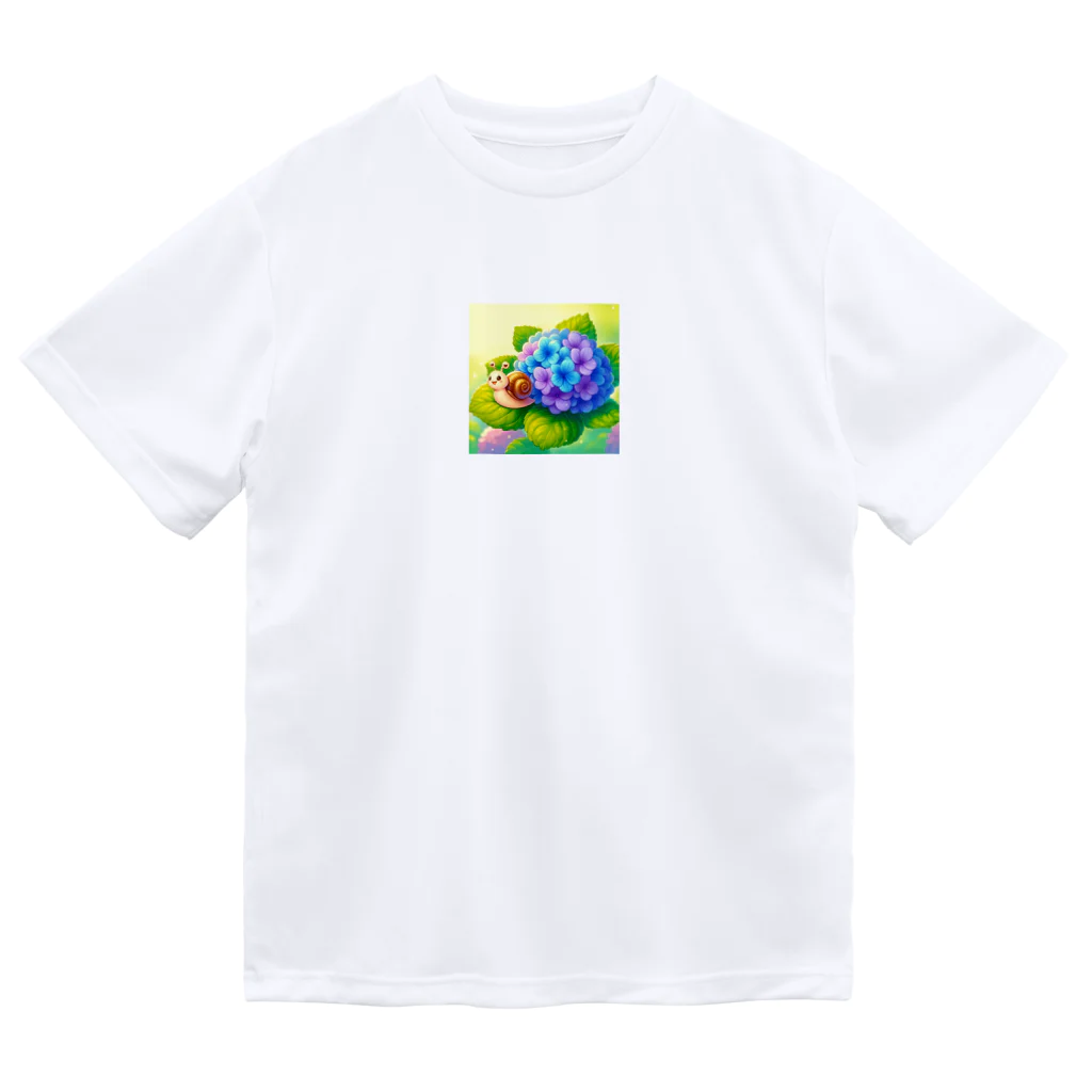 かるるんショップのあじさいとカタツムリ　雨上がり Dry T-Shirt