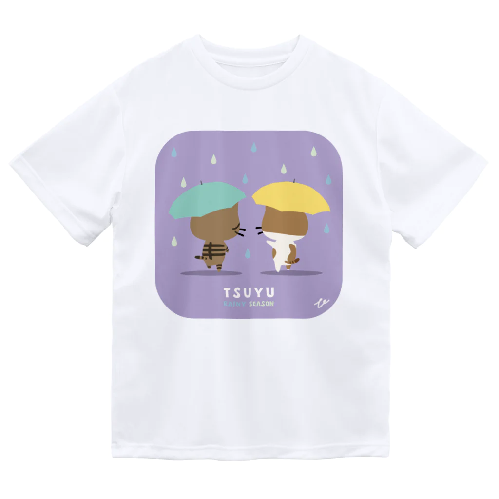 KIJISHIRO'S FACTORYの梅雨の時期に散歩しているキジシロ工場長 ドライTシャツ