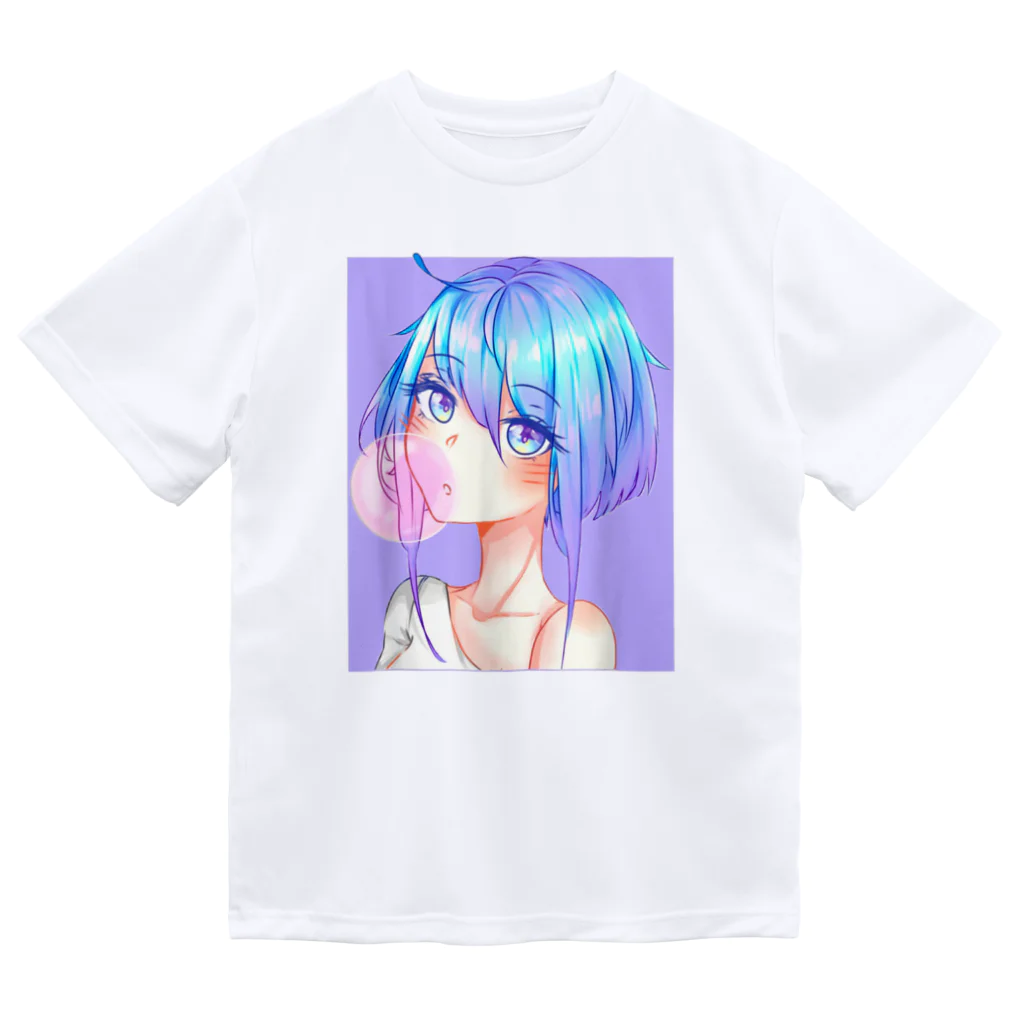 World_Teesのバブルガムを噛むアニメガール 日本の美学 アニメオタク ドライTシャツ