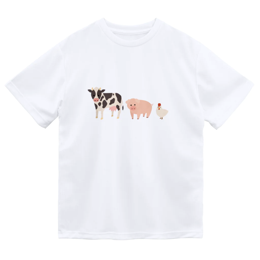 モツ煮子の畜産の三匹 ドライTシャツ