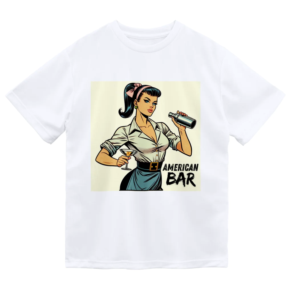 AMERICAN BARのアメコミ風バーテンダー ドライTシャツ