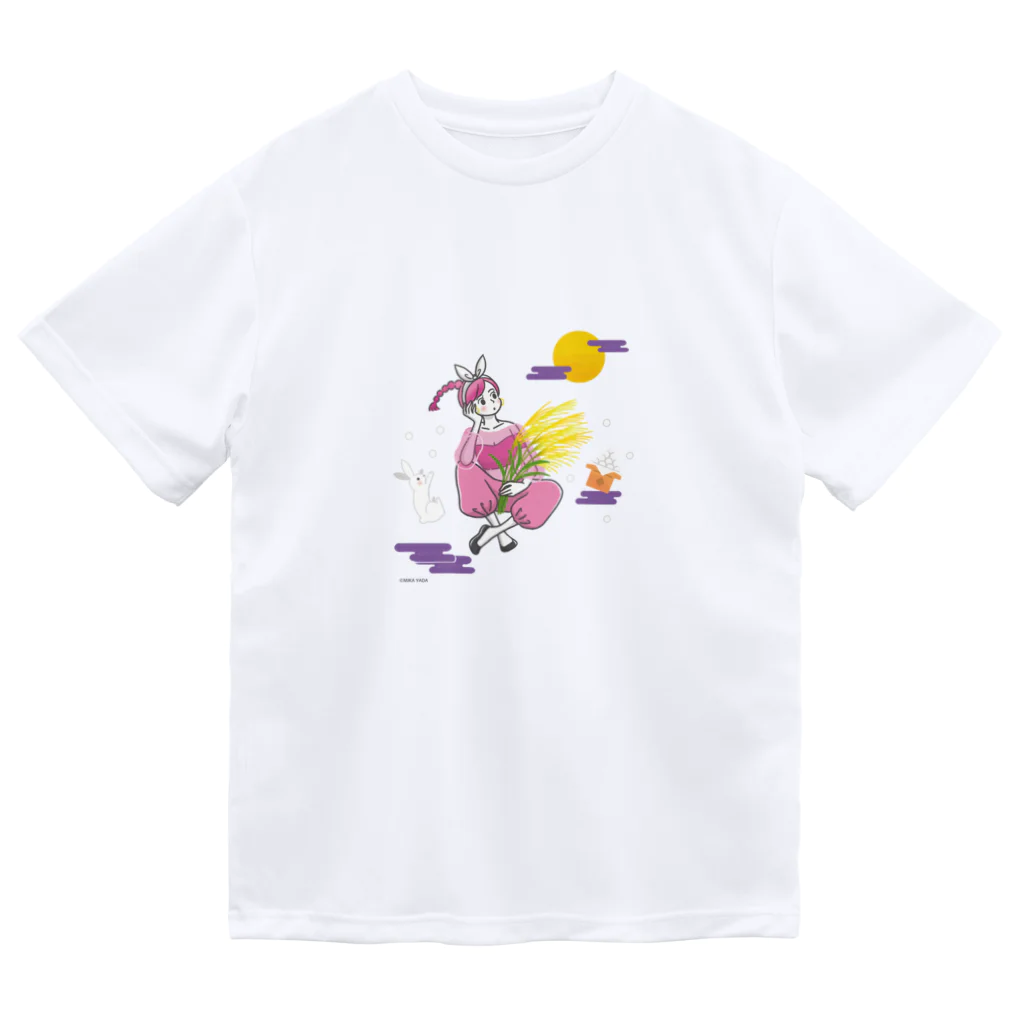 MIKA YADA illust shopの9月お月見の夜、うさぎと。 Dry T-Shirt