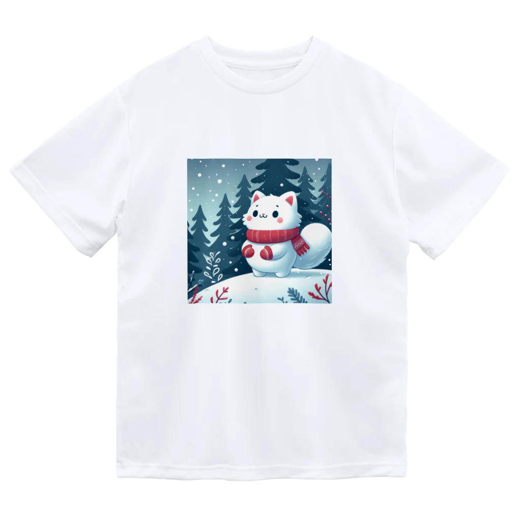 どさんこびより日和の雪ねこ ドライTシャツ