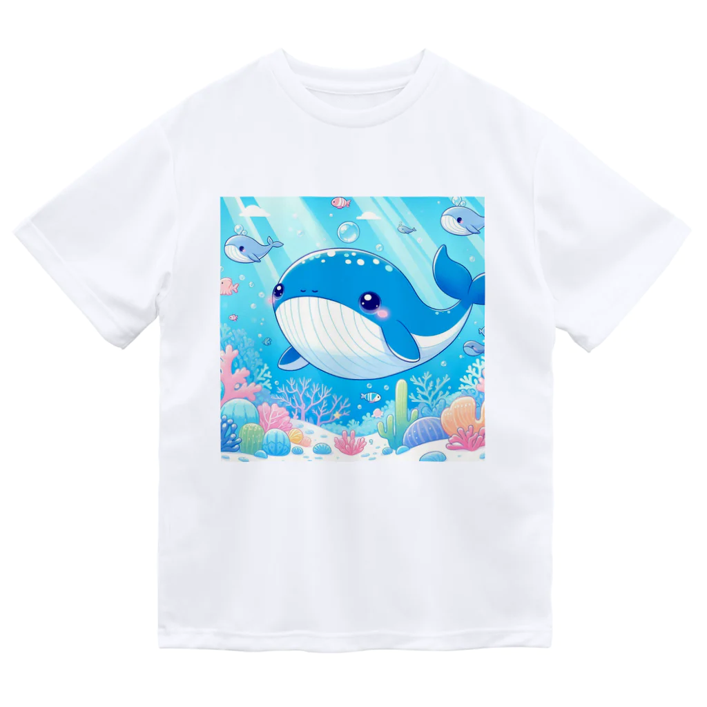 ハートフルの愛らしいクジラさん癒しグッズ ドライTシャツ