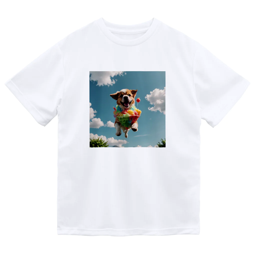 pezupezuの空飛ぶワンダフル犬 ドライTシャツ