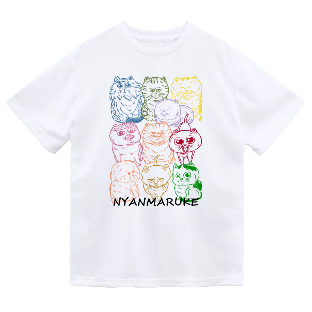 にゃんまるけのカラフルまるけ ドライTシャツ