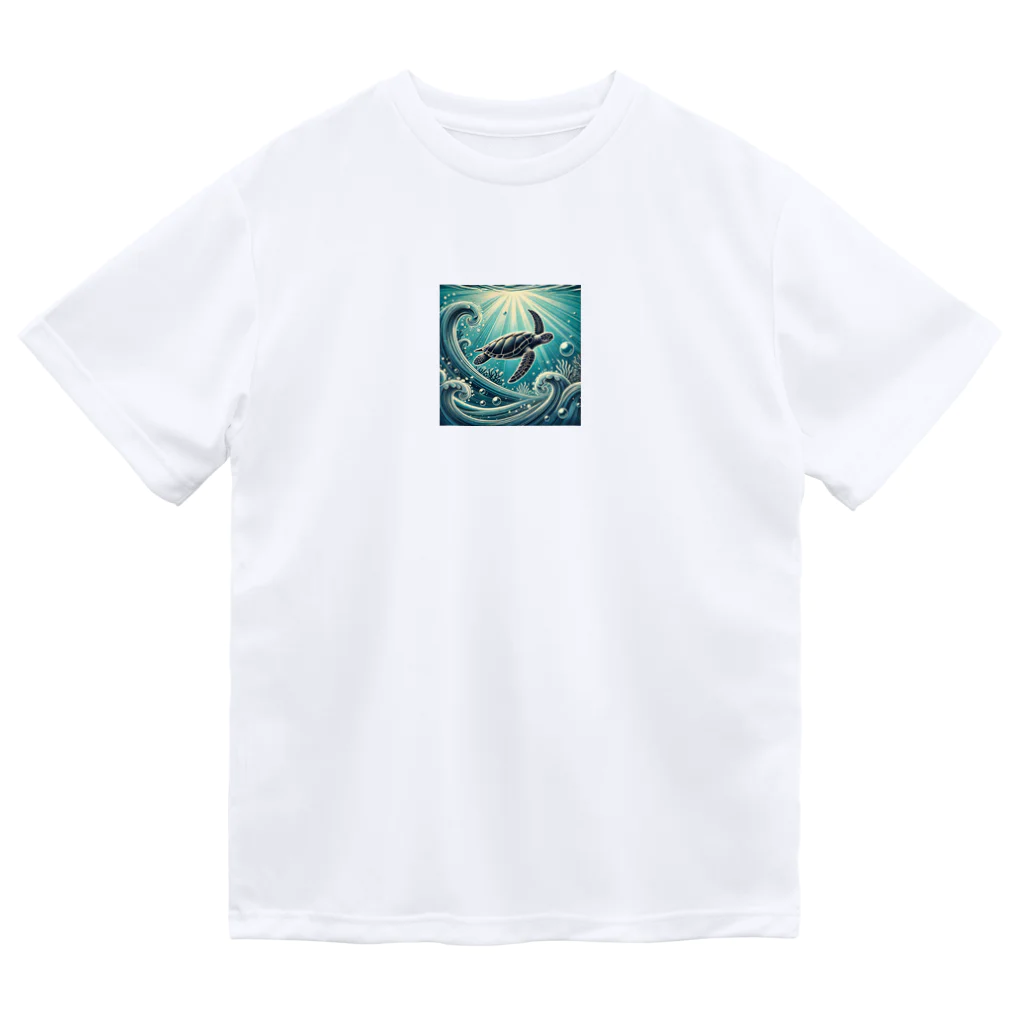 海の幸のウミガメと水流 Dry T-Shirt