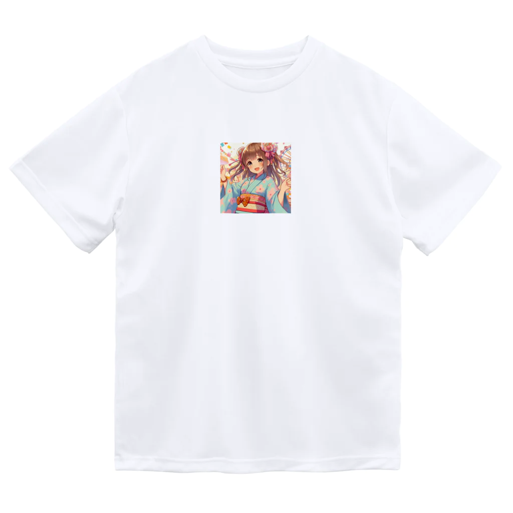 yukatagirlsの元気いっぱいの浴衣姿の女子高生 ドライTシャツ