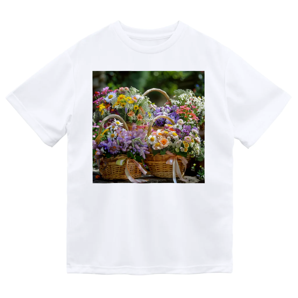 AQUAMETAVERSEの華やかな花が入った花かご　なでしこ1478 ドライTシャツ