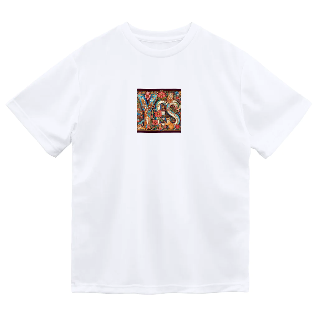 nico251の動物たちで描かれた文字　”YES” Dry T-Shirt