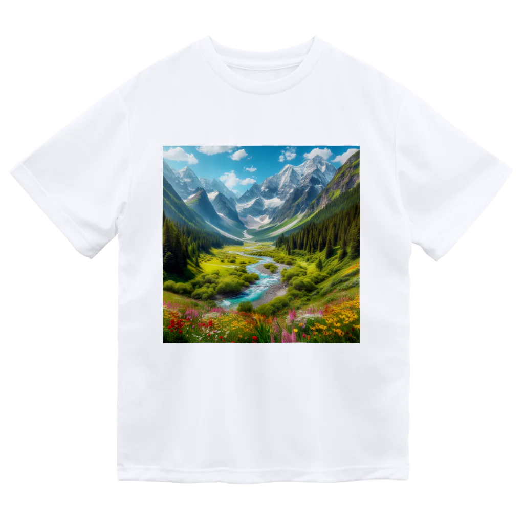 130Saitohの山間の風景 ドライTシャツ