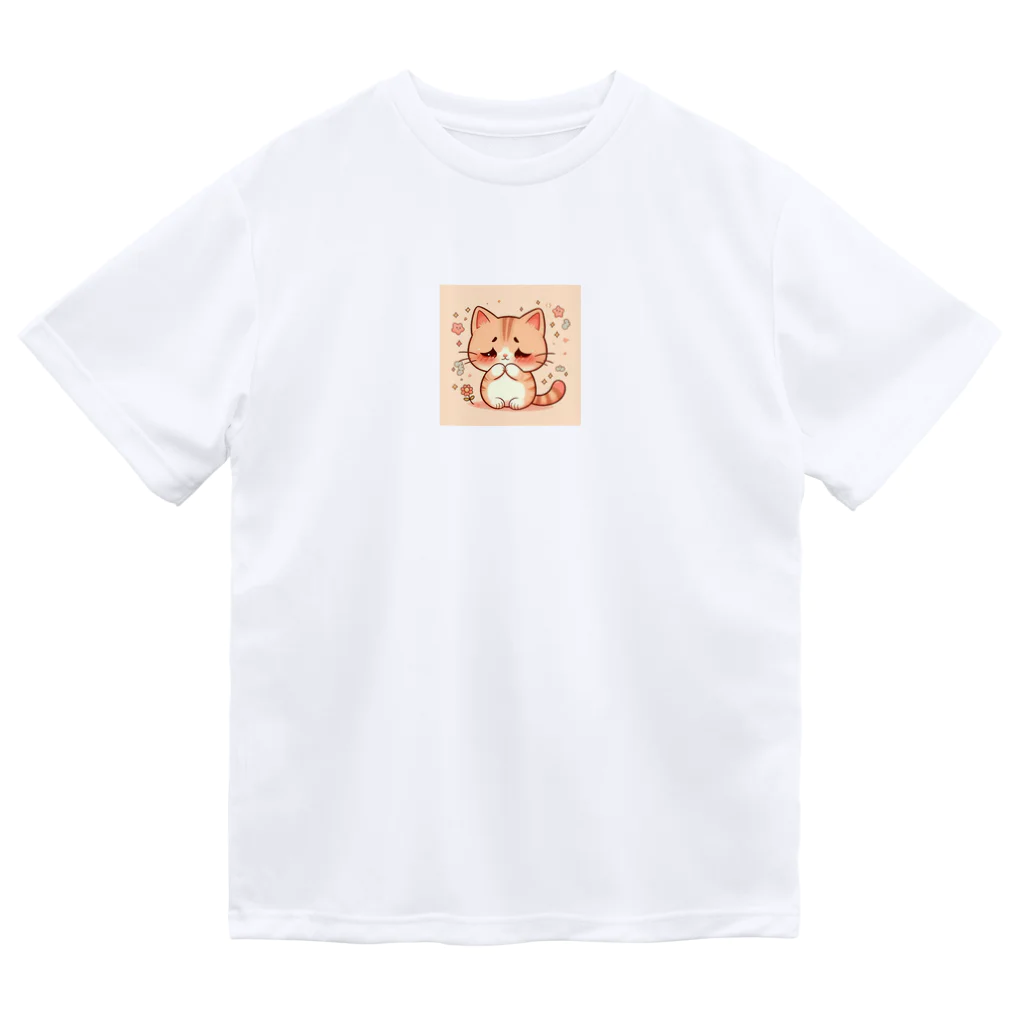 cutycatの恥ずかしがり屋のネコちゃん ドライTシャツ