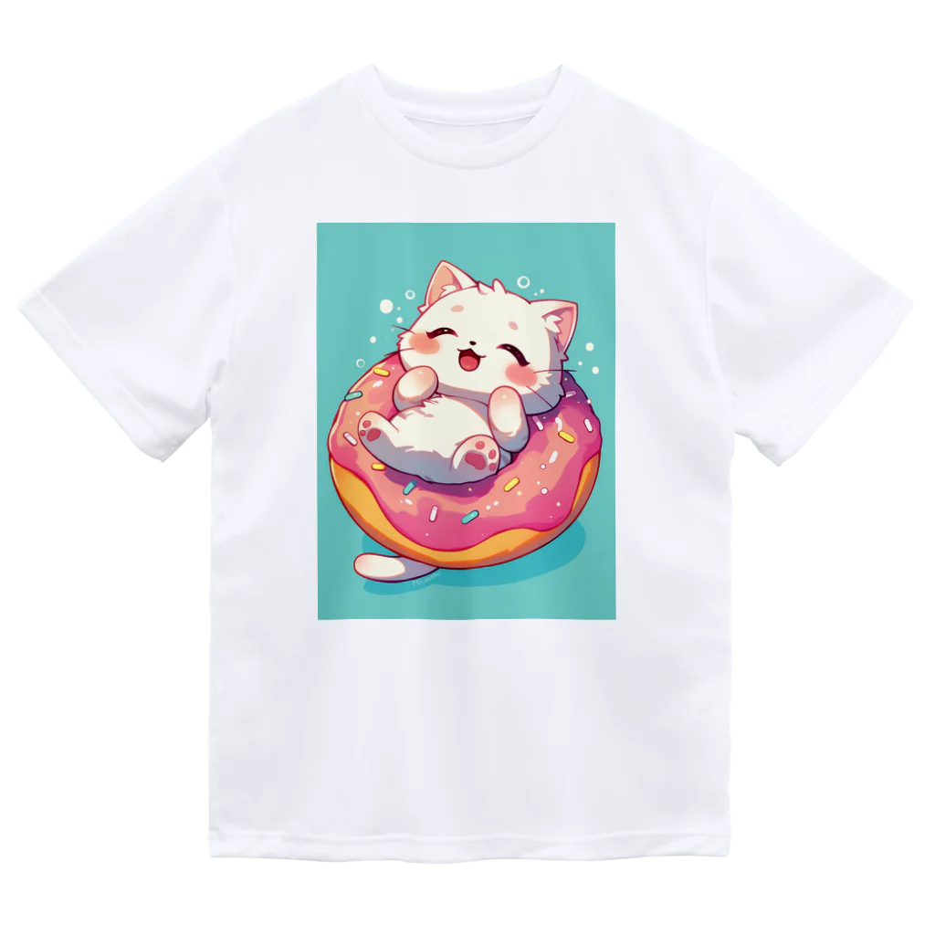 AQUAMETAVERSEの子猫ドーナツ浮輪楽む　　なでしこ1478 ドライTシャツ