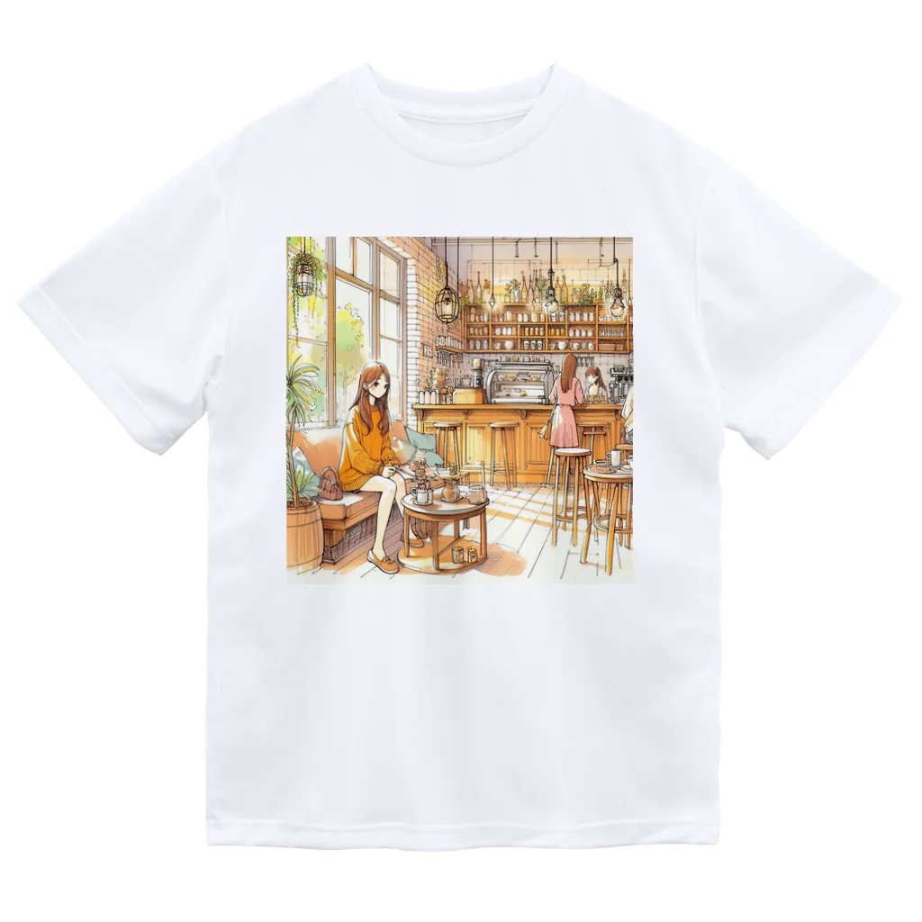 tattat259のカフェでくつろぐ女の子 Dry T-Shirt