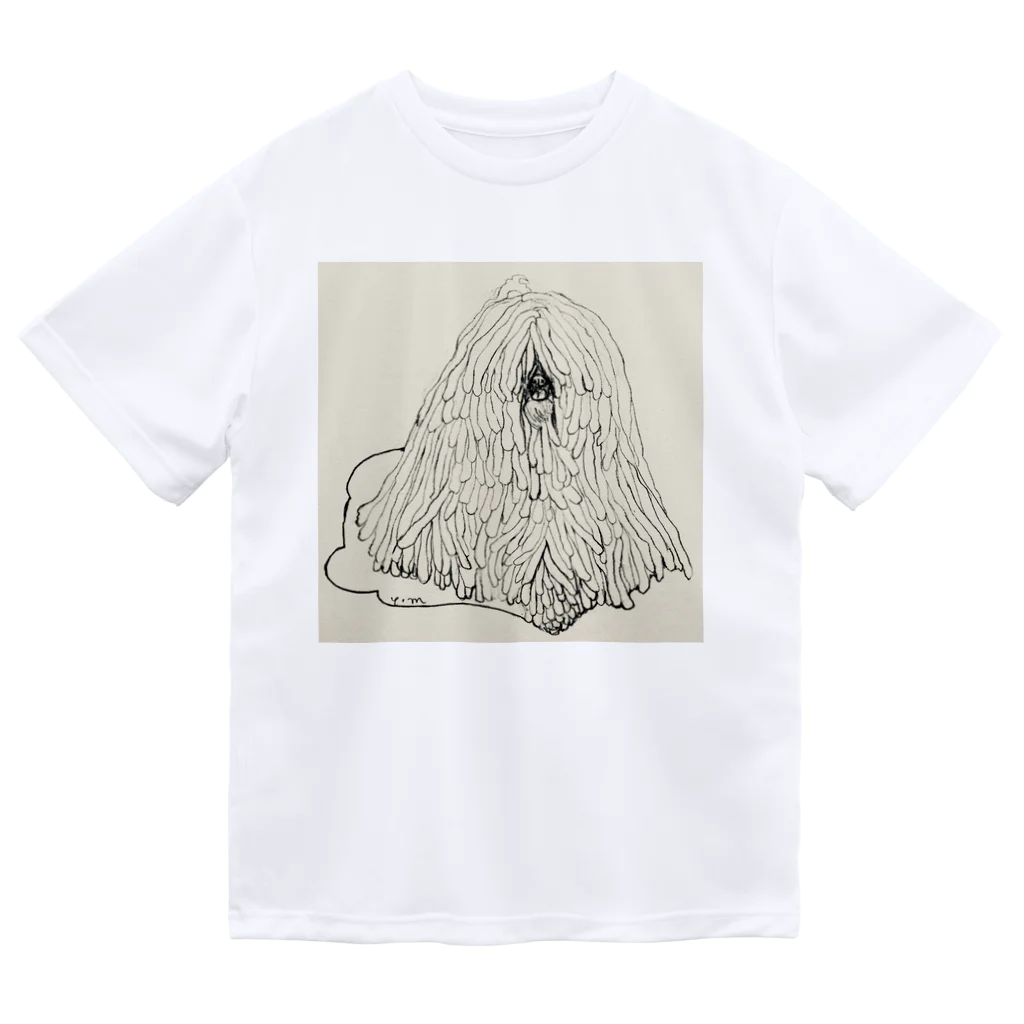 光平洋子のかしこいプーリー犬のイラスト  鉛筆画 歩く犬 ドライTシャツ