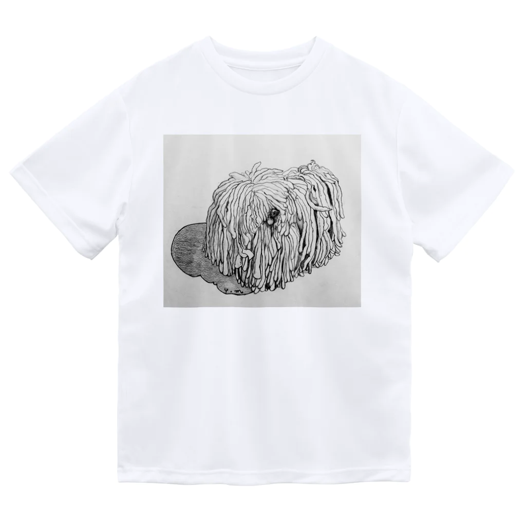 光平洋子のかしこいプーリー犬が振り向いた。puli illustration  Dry T-Shirt