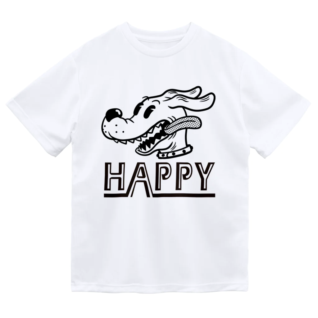 nidan-illustrationのhappy dog (black ink) ドライTシャツ