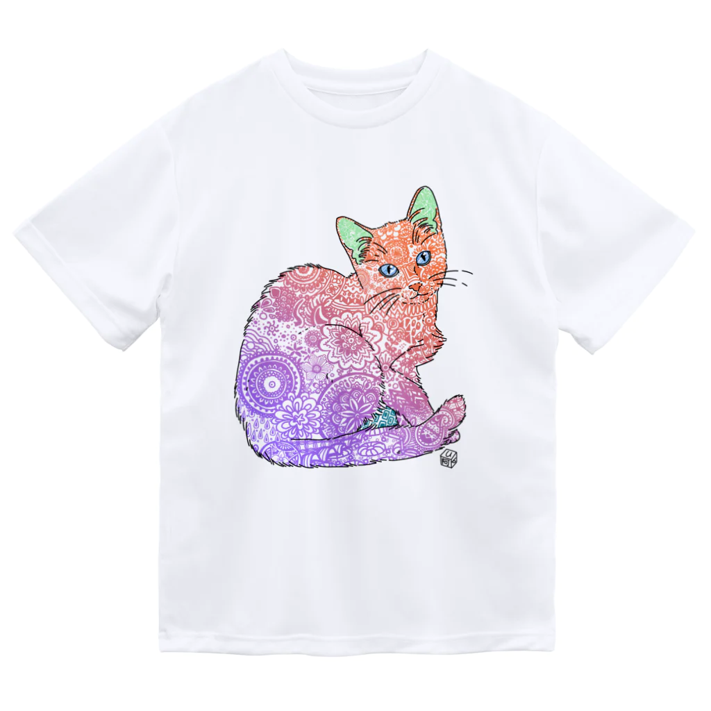 Cube屋のゼンタングルねこ② ドライTシャツ