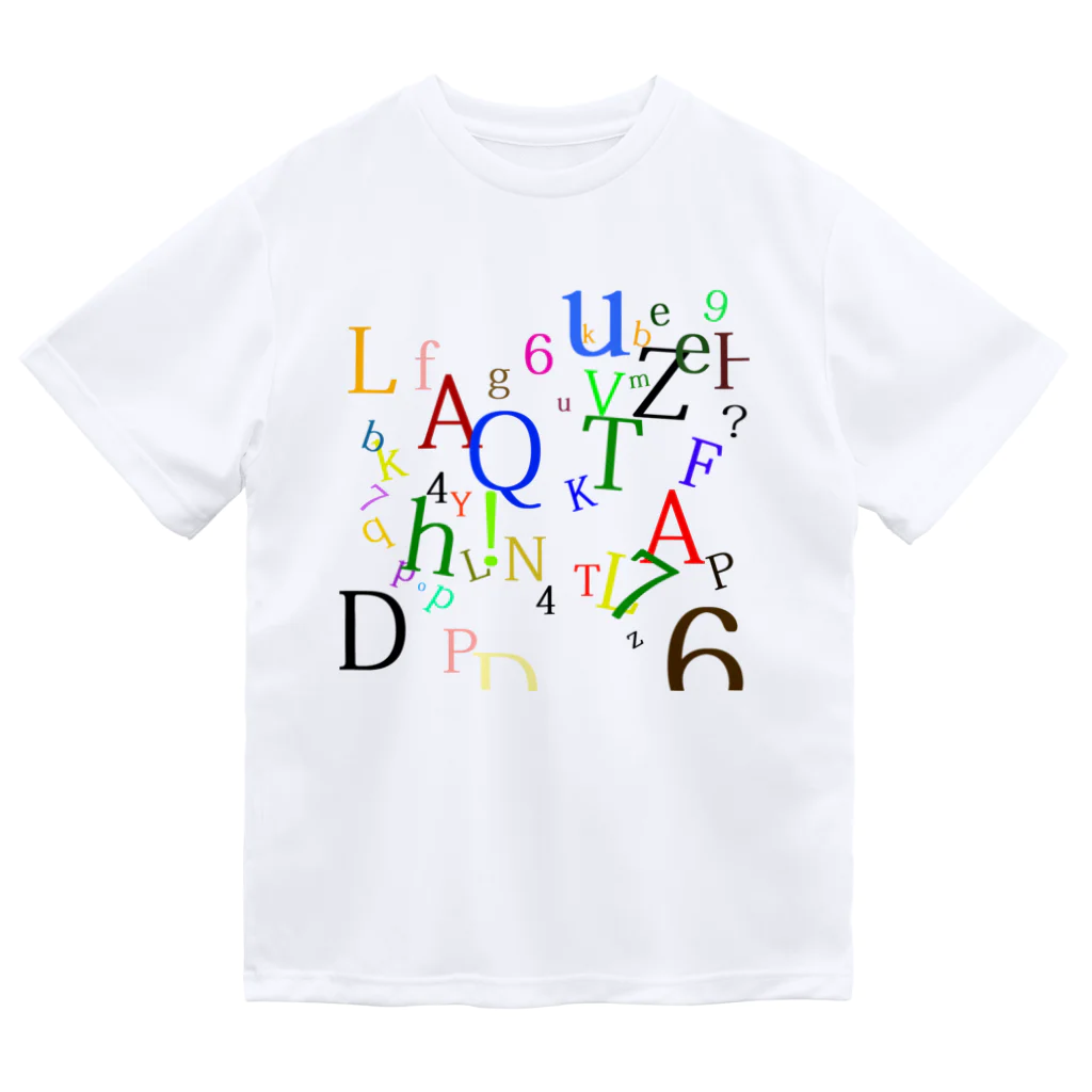 ヒラエイのアルファベットと数字の洪水２ ドライTシャツ