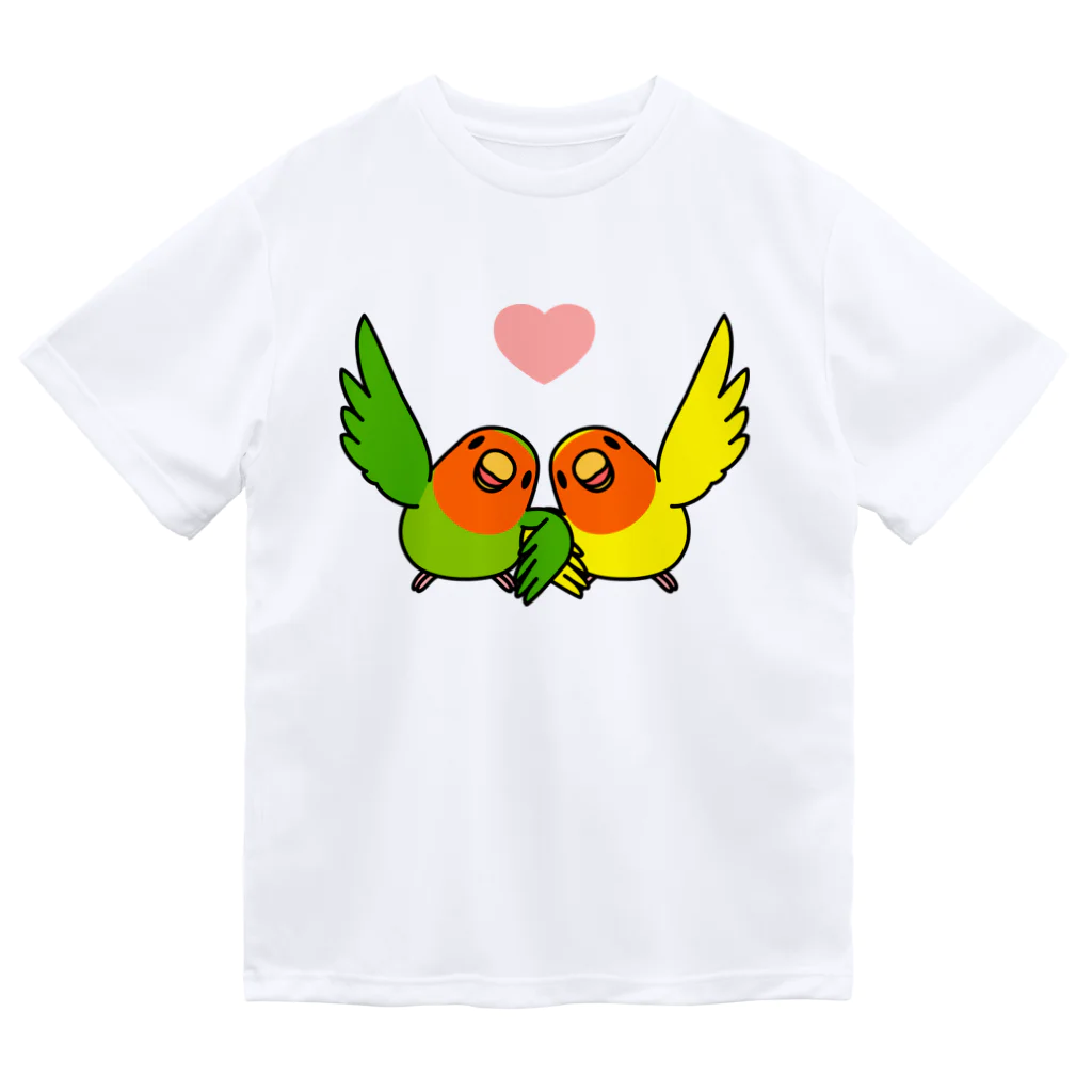 まめるりはことりのハイタッチなかよしコザクラインコ【まめるりはことり】 ドライTシャツ