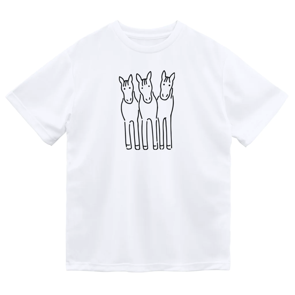 Pipopapotanの3 foals 馬3頭 背面もあり ブラックライン Dry T-Shirt