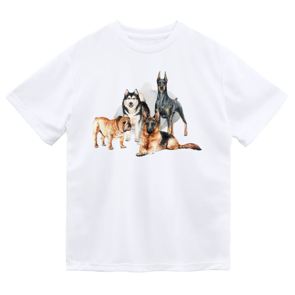 SANKAKU DESIGN STOREのちょっぴり強面の大きい犬たち。 ドライTシャツ