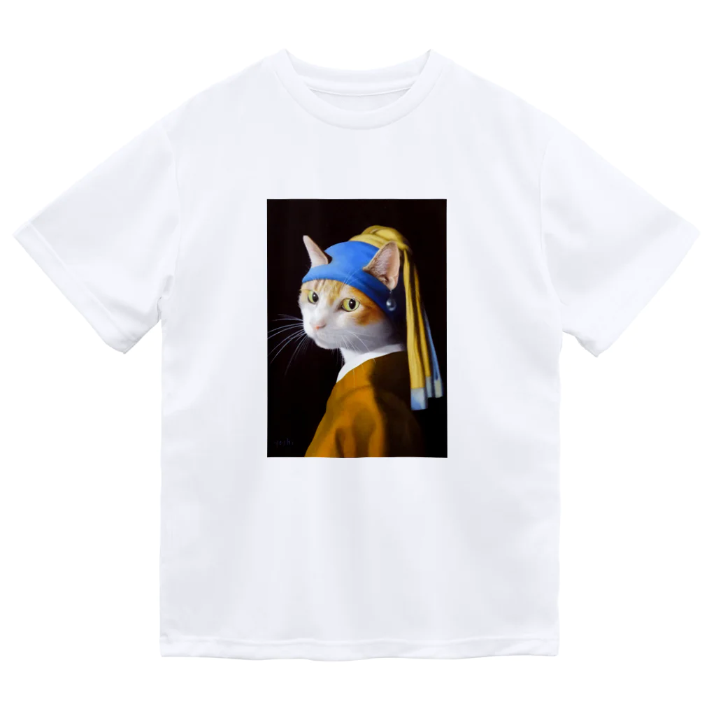 ojiartの真珠の耳飾りの猫 Dry T-Shirt