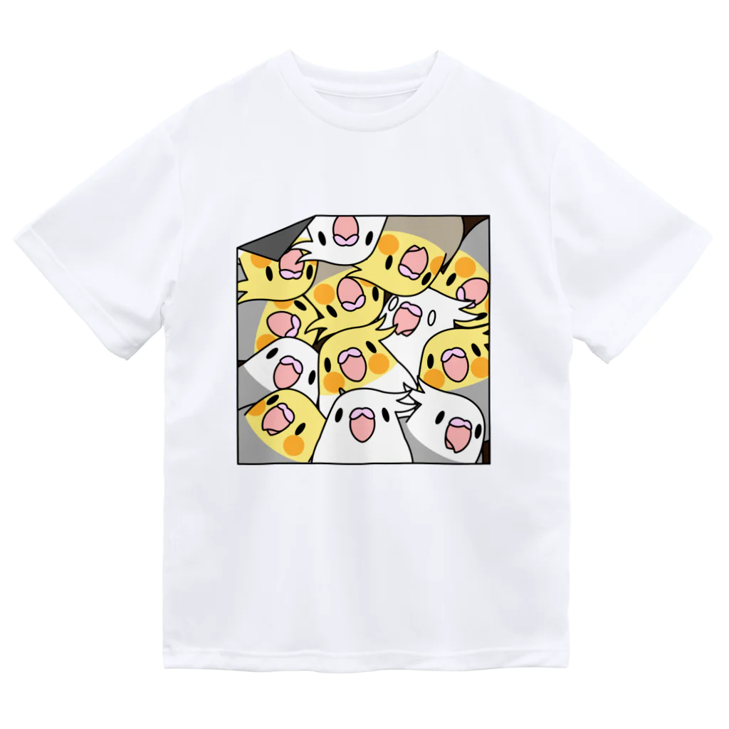 まめるりはことりの三密です！むちむちオカメインコさん【まめるりはことり】 ドライTシャツ