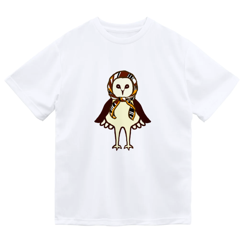 amyu-k フクロウセンターのマチコ巻きメンフクロウ ドライTシャツ