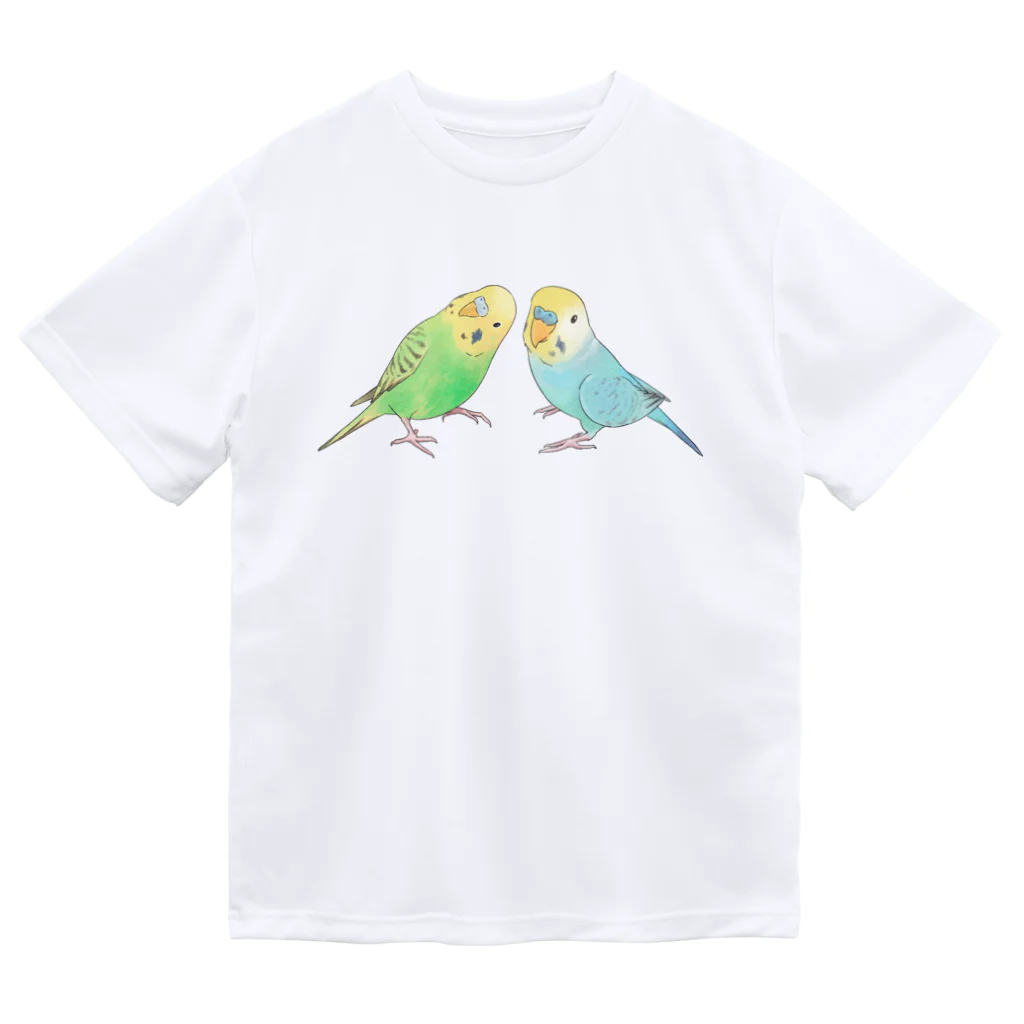 まめるりはことりのセキセイインコ　ちょこんとせきせいんこーず【まめるりはことり】 ドライTシャツ