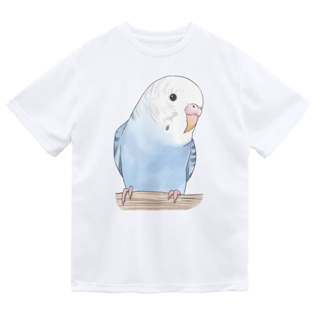 まめるりはことりのおしゃまな止まり木セキセイインコちゃん【まめるりはことり】 ドライTシャツ