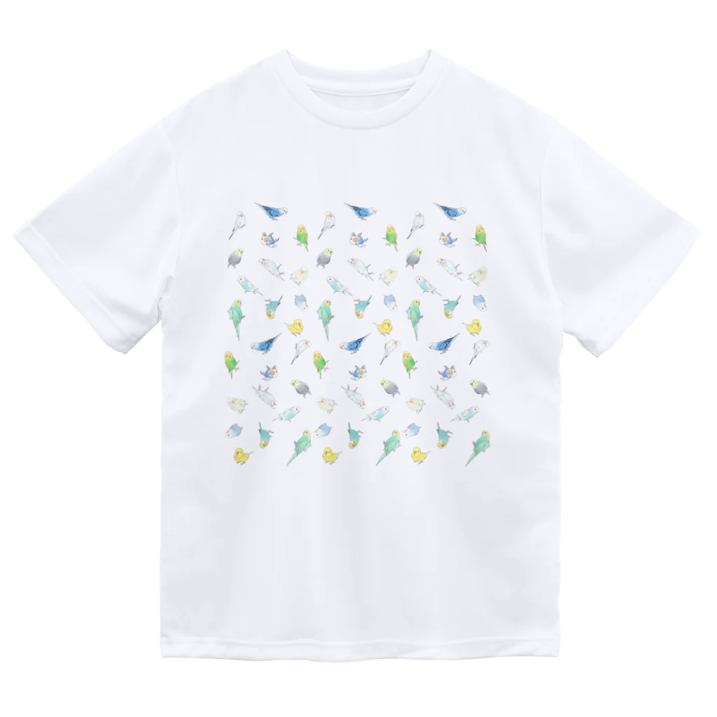 まめるりはことりのいっぱいセキセイインコちゃん【まめるりはことり】 ドライTシャツ