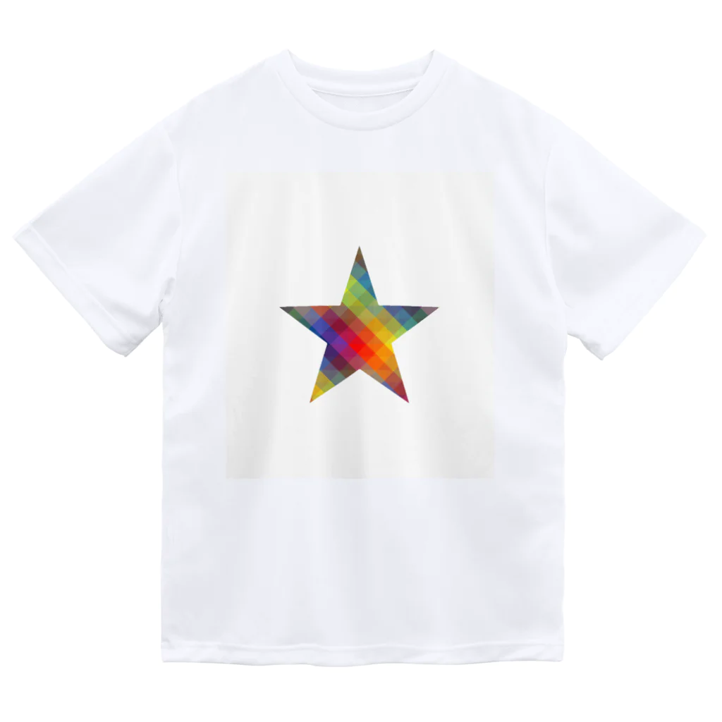 綺麗何学模様の虹×スター×虹（ホワイト） ドライTシャツ