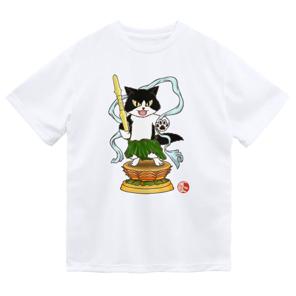 ねこや久鶻堂の金剛猫士像 ドライTシャツ