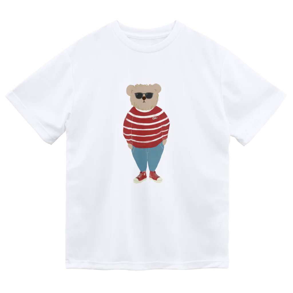 papiko くまさんの洋服を着てお出かけするクマさん　あか　シンプル Dry T-Shirt