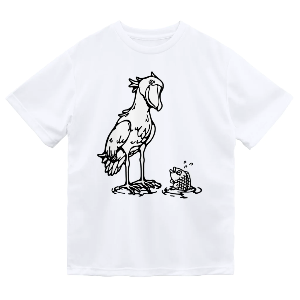 Cɐkeccooのハシビロコウとサカナ ドライTシャツ