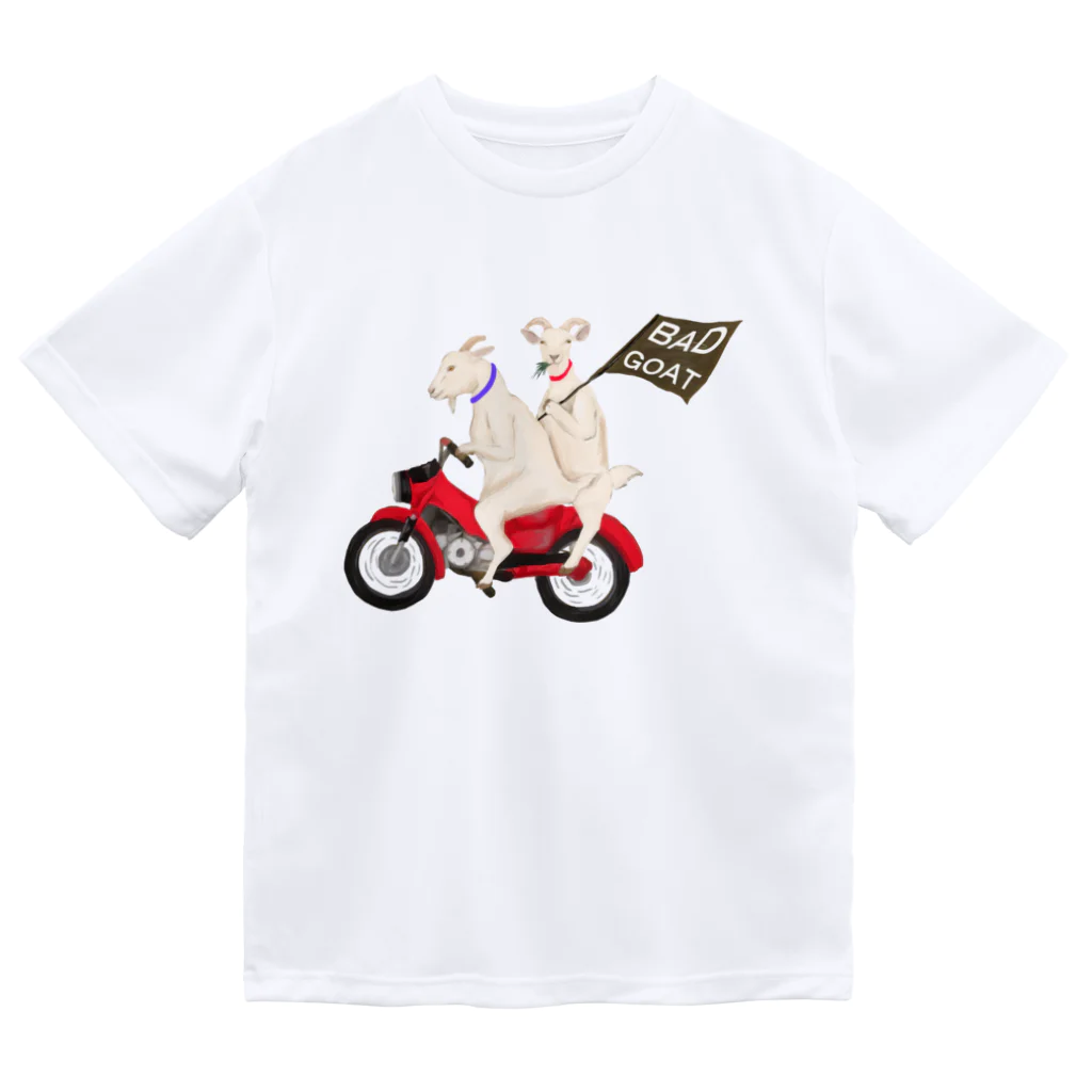 PoccaBocca–すかまるのおみせ–のバイクとヤギさん（あめちゃんとはるくん） ドライTシャツ