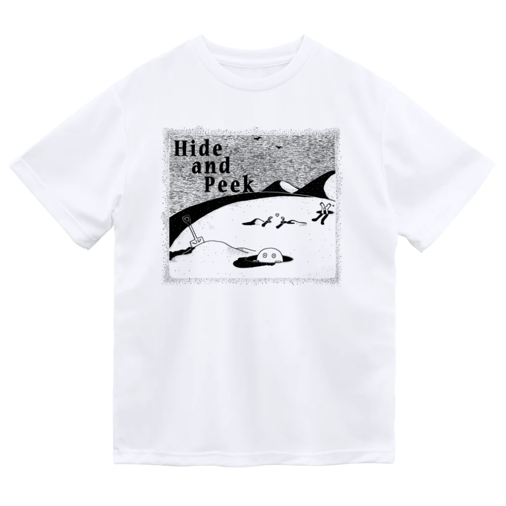 Planet EvansのHide and Peek 穴の中（背景無色） Dry T-Shirt