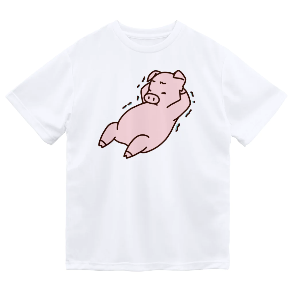 ichomaeの腹筋をするブタ（カラー） ドライTシャツ