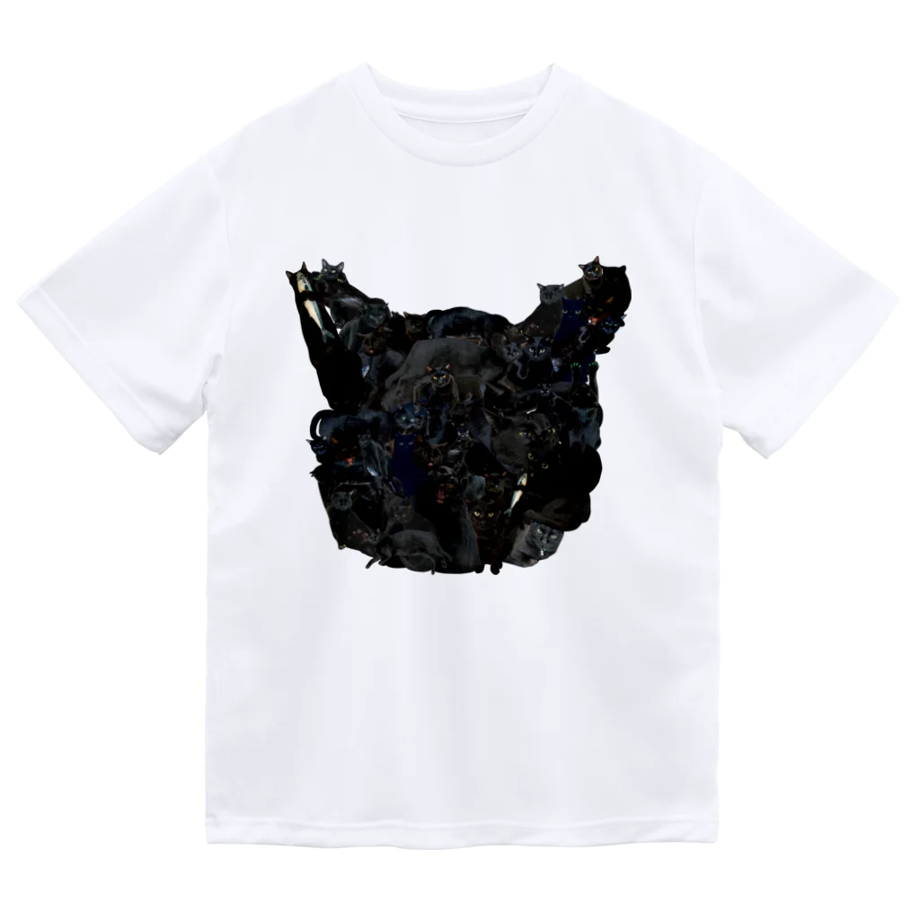 こいぬおじさんの黒猫が集まった黒猫 Dry T-Shirt