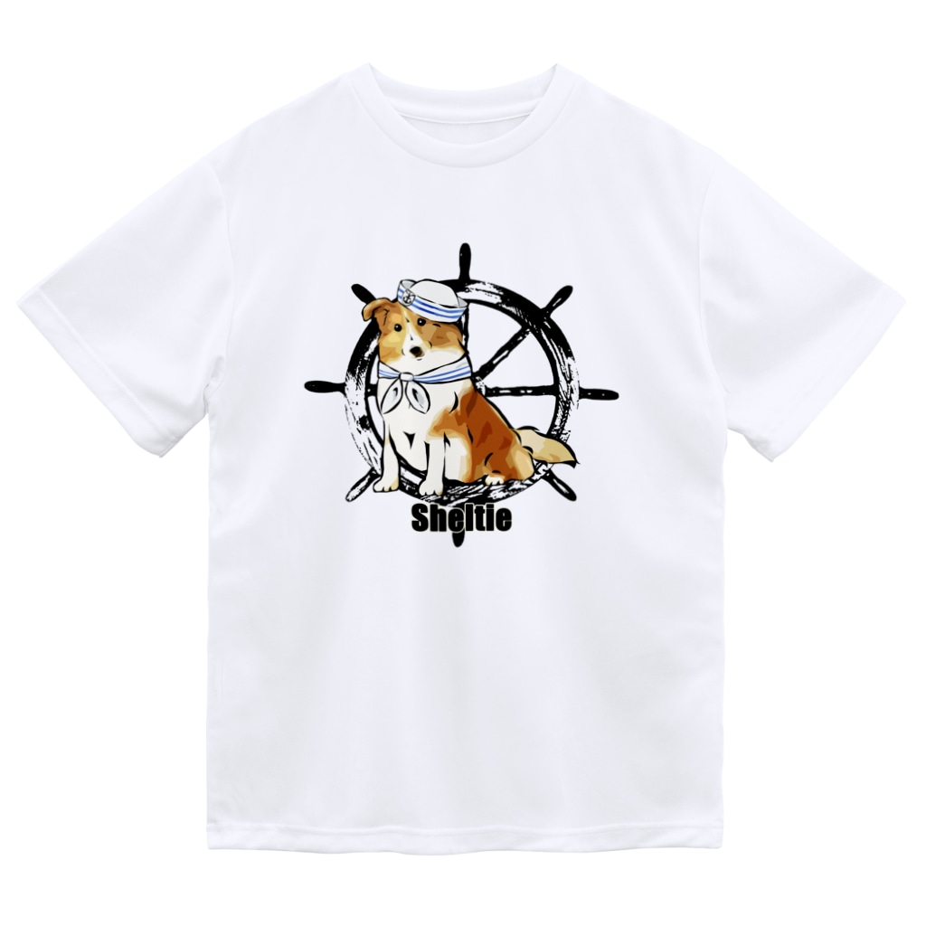犬グッズの店しえるぶるーのマリンだワン　シェルティー Dry T-Shirt