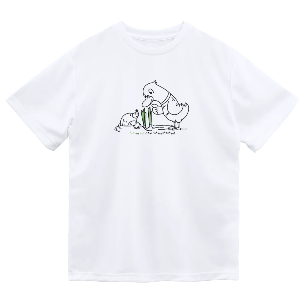 イラスト MONYAAT のネギを値切っている鴨カモかもカモ M ドライTシャツ