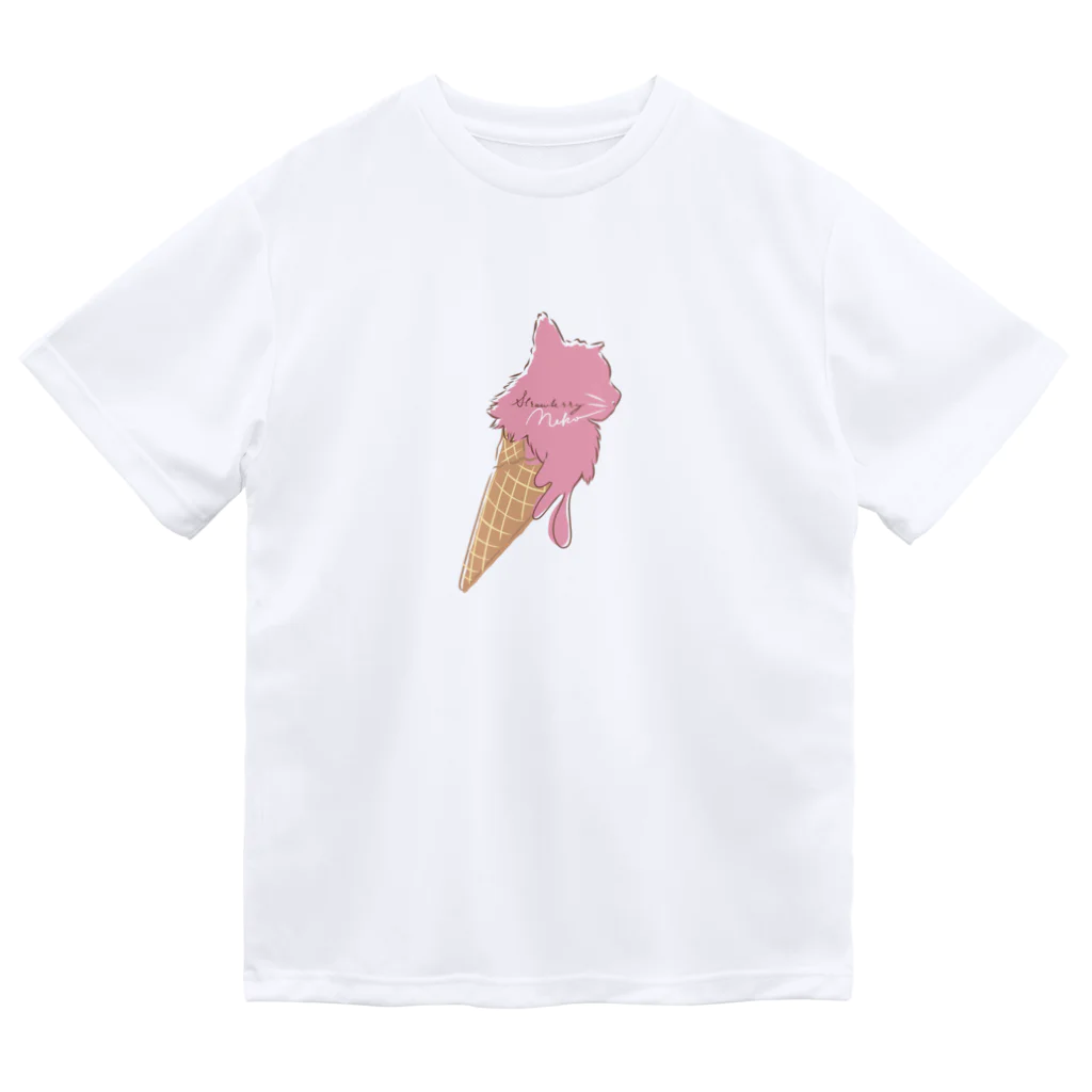 BeArtSuzumaruのいちごアイスNeko  ドライTシャツ
