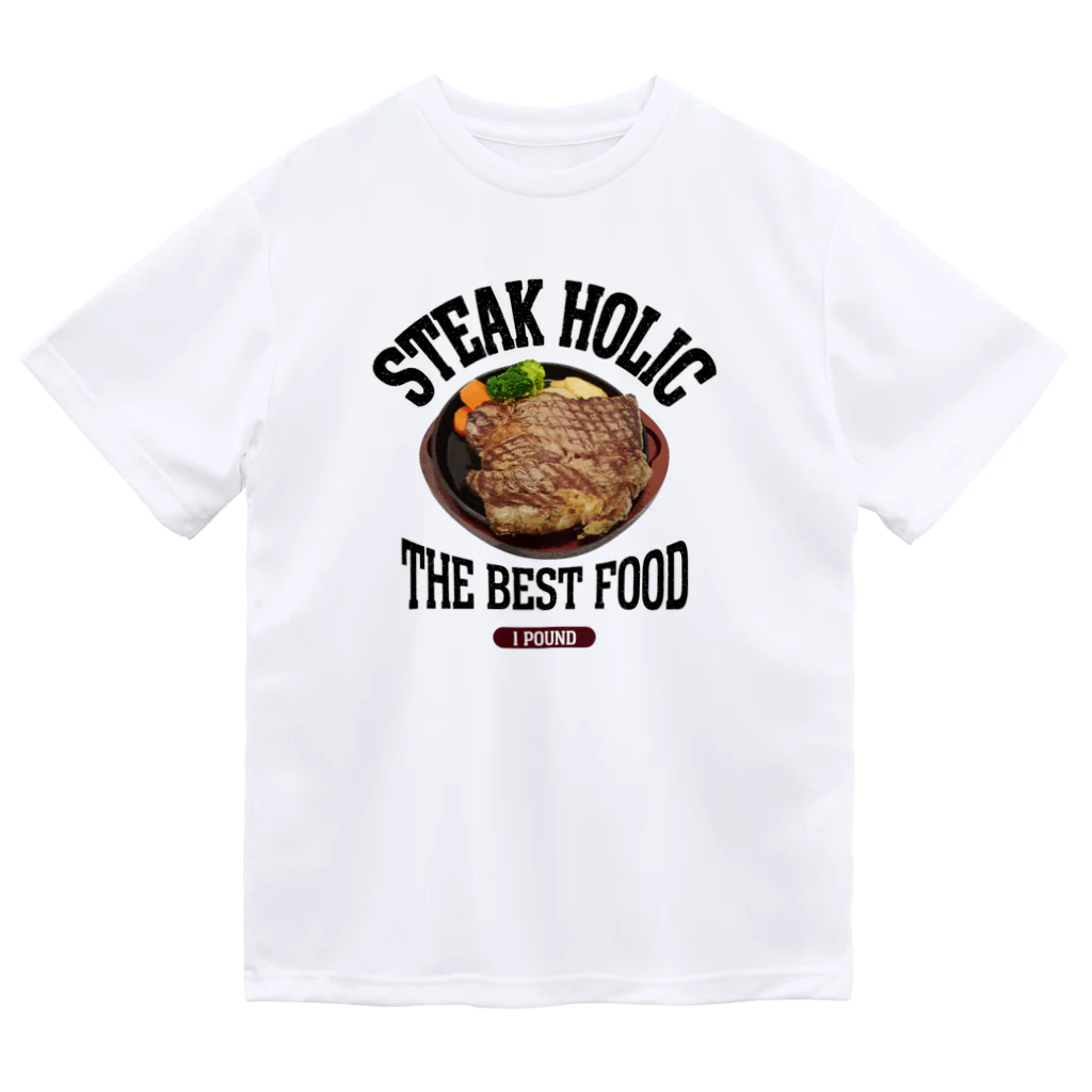 メシテロタイプ（飯テロTシャツブランド）の1ポンドステーキ（ビンテージ風） ドライTシャツ