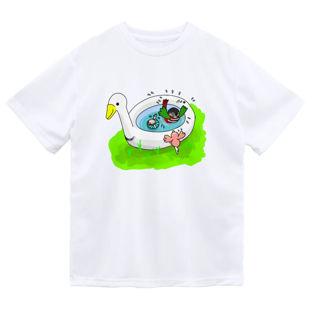 アキクサインコとウロコインコのインコ兄弟でプール ドライTシャツ