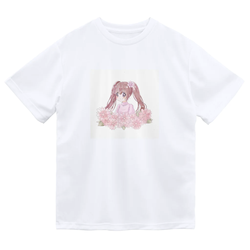 ★うさぎ★の花と女の子のTシャツ ドライTシャツ