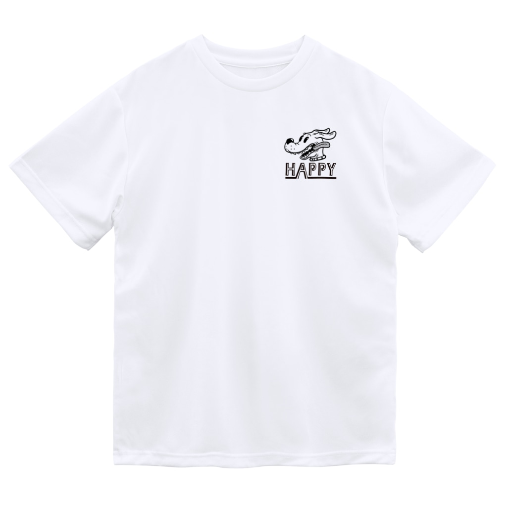nidan-illustrationのhappy dog -ENJOY- (black ink) Dry T-Shirt