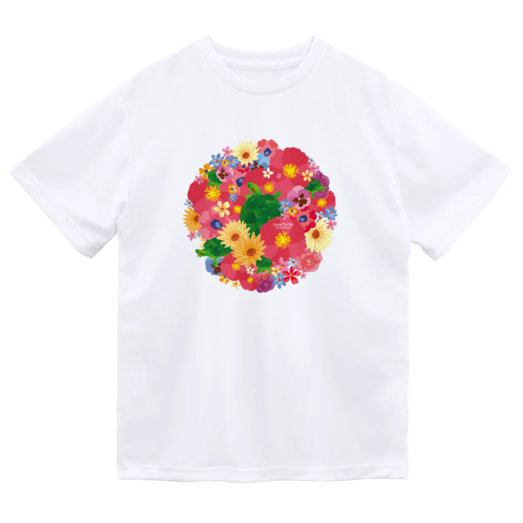 Turtle56tanのLove Turtle Flower Circle ドライTシャツ